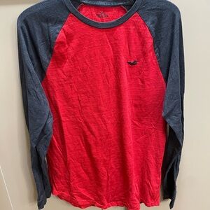 Men's Red and Gray Long Sleeve Shirt